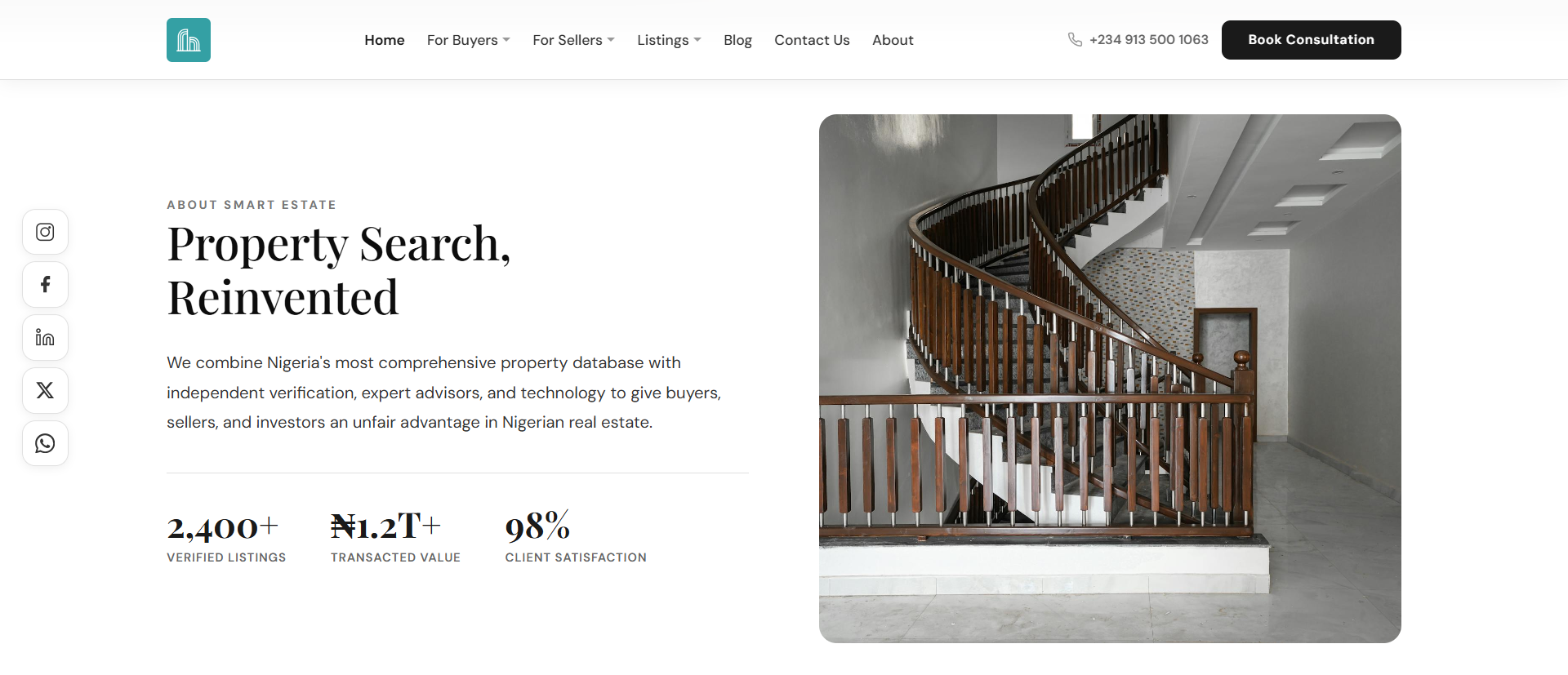 Smart Estate Realtor Website, Property Search Reinvented hero block
